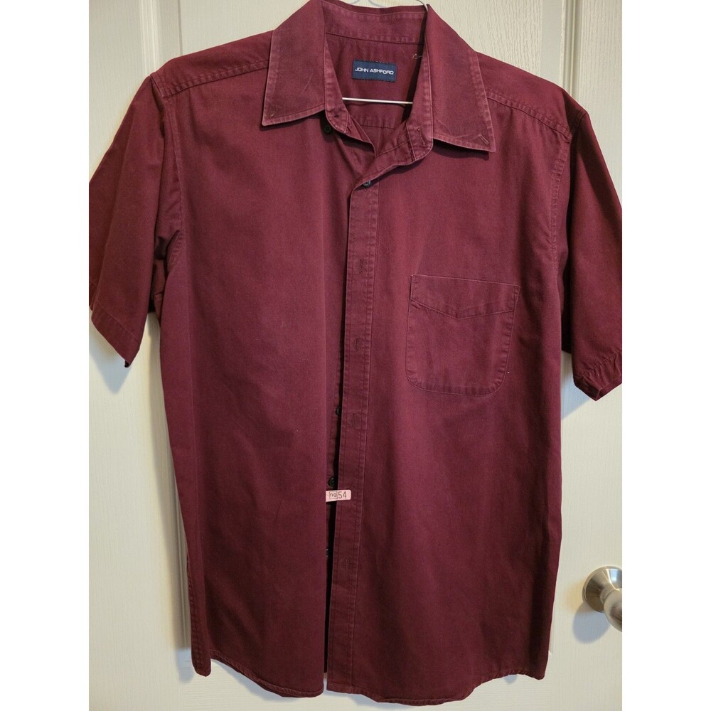 Vintage John Ashford short-sleeve button-down shirt burgundy sz XL. (262)
